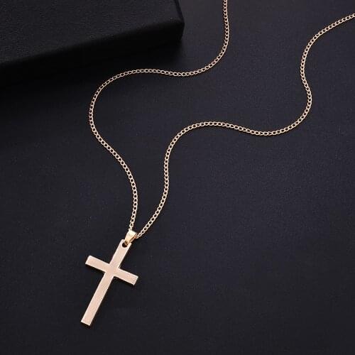 Hip Hop Women Men Cross Pendant Necklace Religious Chain Necklace Statement Charm Jewelry