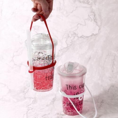 Takeout Hot Coffee Carrier Portable Tea Cup Carrier Holder Silicone Drinking Jar Water Bottle Coffee Carriers with Handle Tie