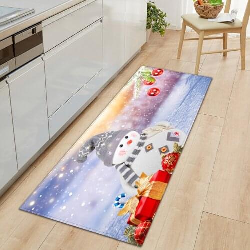 Kitchen Carpet Home Entrance Doormat Merry Christmas Bedroom Carpet Hallway Balcony Kids Bathroom Anti-Slip Floor Rug Mat Room