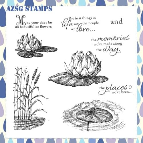 Lotus in the Water Transparent Silicone Clear Stamps for DIY Scrapbooking/Card Making Crafts Decoration Supplies