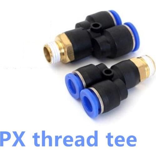 Black Pneumatic Fitting Y Shaped Tee 4 6 8 10 12 16mm Hose OD Tube M5 1/8" 1/4" 3/8" 1/2" Thread 3 Way Air Coupler Connector