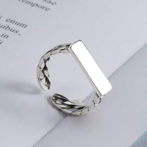 VENTFILLE 925 Sterling Silver INS tide chain braided hemp rope smooth ring retro Jewelry for Women