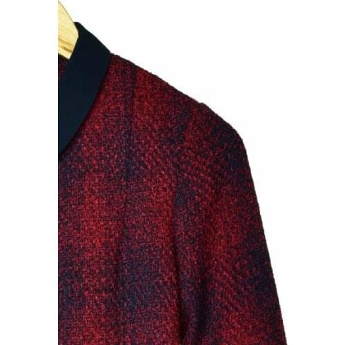 Women Dress 2018 Autumn and Winter New Single-breasted Check A-line Dress