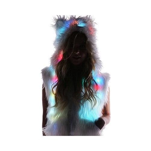 Top brand Halloween Christmas Women LED Faux Fox Fur Vest high quality