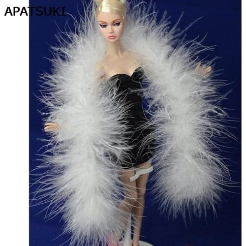 1/6 Doll Accessories Fashion White Long Plush Shawl For Barbie Doll Pashmina For Monster High Dollhouse Girls Playhouse Gift