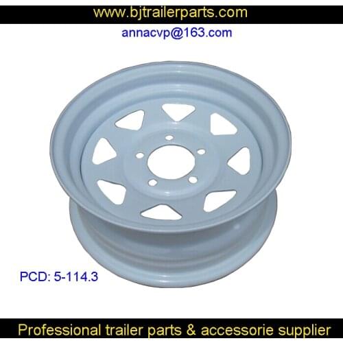 13" white spoke trailer wheel 5 x 4.5 car bolt pattern, trailer rim, trailer parts, t, trailer parts, trailer accessories
