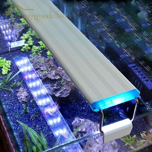 2021 Aquarium LED Light Super Slim Fish Tank Aquatic Plant Grow Lighting Waterproof Bright Clip Lamp Blue LED 18-75cm for Plants