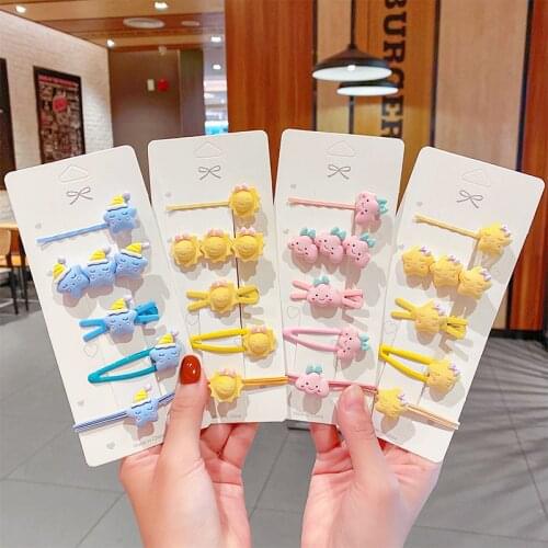5 Pcs/set Lovely Children Girls Cartoon Sun Hair Accessories Set Hair Clips Sweet Princess Kids Girls Headwear Elastic Hairband