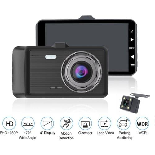 Car DVR 4.0 Full HD 1080P Dual Lens Rear View Dash Cam Vehicle Camera Video Recorder Monitor Auto Motion Detector Car Camcorder