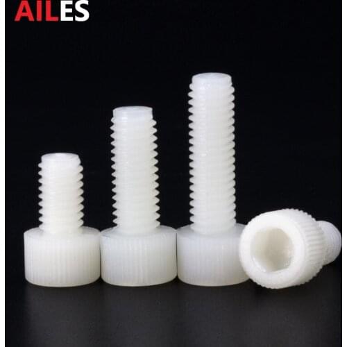 White Nylon Hex Socket Head Cap Screw M3 M4 M5 M6 M8 Plastic Hexagon Bolts 5 6 8 10 12 20 30 40 45 40 50 60mm