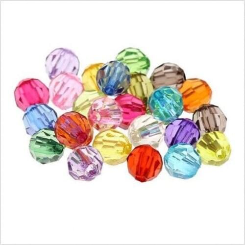 Free Ship 2000PCs Mixed Acrylic Faceted Round Spacer Beads For Jewelry Making 6mm