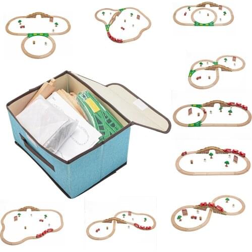 9 in 1 Wooden Railway The train Toys Wooden Track Kids Train Set Wood Railing