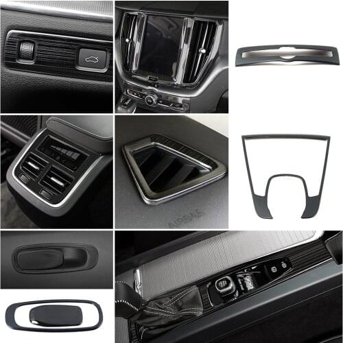 For Volvo XC60 2018-2020 Headlight Switch Button Decoration Cover Air Conditioner Vent Outlet Trim Interior Black Sticker