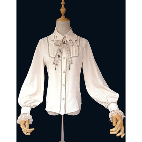 Classic Lolita Blouses Long Sleeves White Lolita Shirt Chiffon Blouse