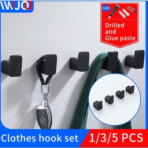 Bathroom towel hanging clothes hook entrance porch Wall mounted Glue paste wardrobe coat hooks gold screw free installation