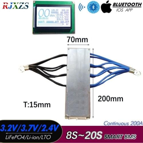 8S to 20S 200A Peak 500A New DIY LiFePO4 Lithium Ion LTO Smart Ant BMS With Android Bluetooth APP Software