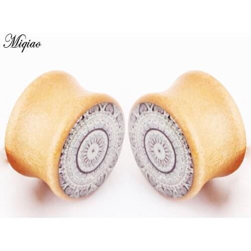 Miqiao 2pcs Hot Sale Wood Flower Ears 8mm-25mm Exquisite Piercing Jewelry