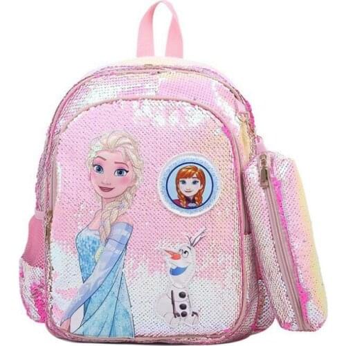 Fashion Sequins Ladies Cute Backpack Frozen Elsa Parent-child Multi-function Large-capacity School Bag Outdoor Travel Package