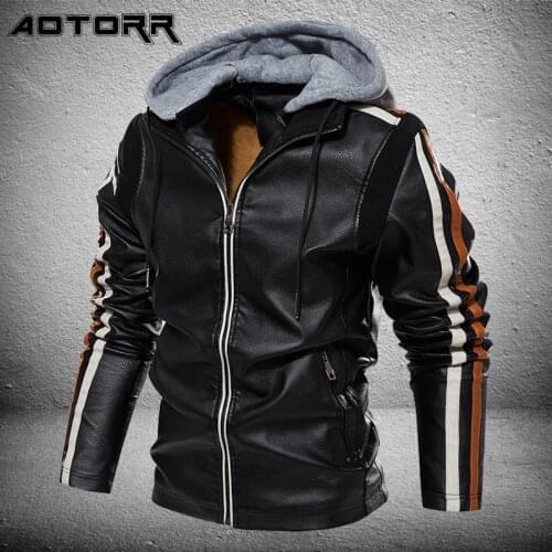 Men Fashion Motor Biker Leather Jacket Coat 2021 Autumn Winter New Thicken Fleece Coats Men Patchwork PU Faux Leather Jackets
