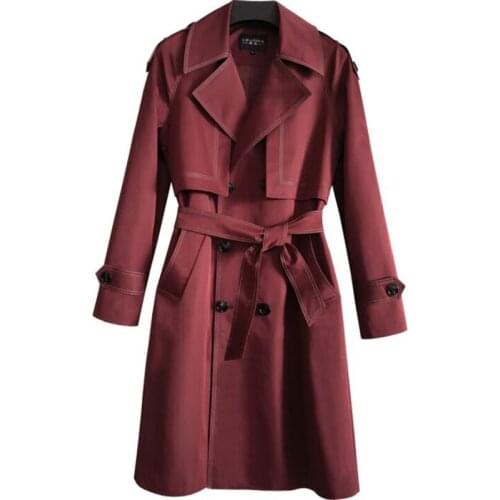 Mens trench coats куртки casacos man mid-length coat men clothes loose overcoat long sleeve spring autumn fashion red plus size