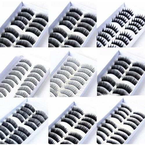 Fake Lashes Makeup Eyelash Extension Silk 10 Pairs 3D Mink Lashes Natural False Eyelashes Dramatic Volume Eyelashes