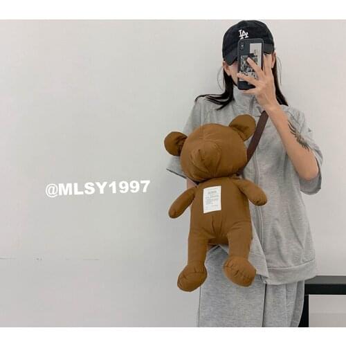 Original Uoct.all Japanese Style Ins Brown Bear Doll Shoulder Bag Korean Bear Cartoon Shoulder Funny Baby Cute Messenger Bag