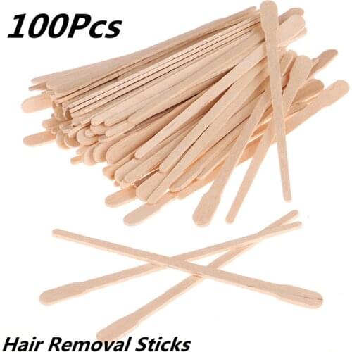 100pcs Hair Removal Beauty Bar Disposable Wooden Waxing Stick Wax Bean Wiping Wax Tool Disposable Body Beauty Tool
