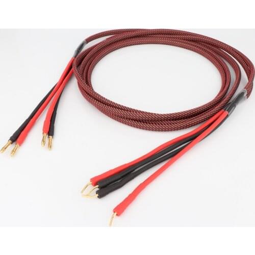 Pair 99.998% Pure Copper Loudspeaker Cable HIFI Banana Plug To Pin Plug Speaker Cable Center Audio Speaker Cable