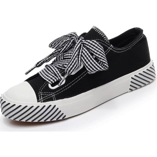 2018 Autumn New Ribbon Bow Canvas Han Wild Students Harajuku Board Shoes Women