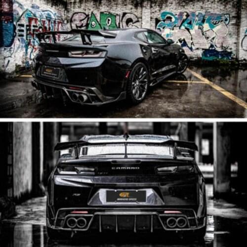 Real Carbon Fiber Bumper Front Lip + Rear Diffuser + Spoiler + Side Skirt Cover For Chevrolet Camaro 2019 2020 2021 2022