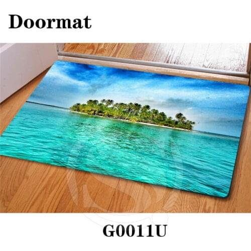Drop Shipping Custom Caribbean beach DoorMat Art Pattern Printed Carpet Floor Hall Bedroom Cool Pad Fashion Rug SQ0626-LQ209P
