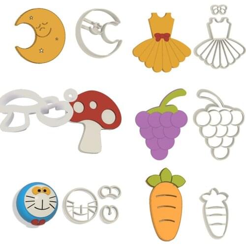 Vegetable And Fruit Cookie Cutter Plastic Biscuit Cut Mold Baking Fruit Cut Cake Mold Embossing Printing Die