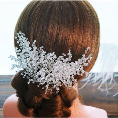 Luxury Hot-Selling European Bridal Crystal Braided Hair Comb Baroque Silver Leaf Bridal Hair Accessories Bridal Dress Accessorie