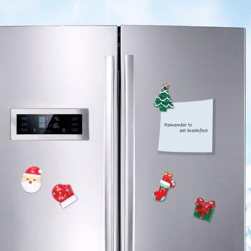 Xmas Cartoon Magnet Fridge Sticker Christmas Anime 3D Refrigerator Paster Home Decorations 10 Pcs/pack