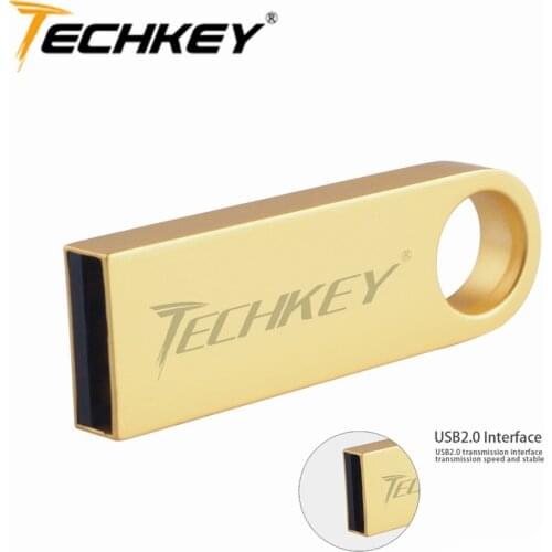 Usb Flash Drive Techkey Pendrive 4GB 8GB 16GB 32GB metal Rectangle Newest Fasion usb 2.0 Pen Drive Memory Stick Card u disk Gift