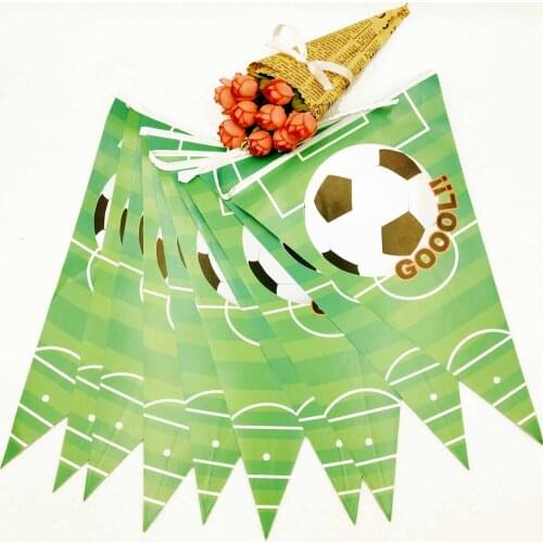 Party supplies 1set 2.5m Football theme party kids birthday party decoration paper banner bunting pennant including 10 flags