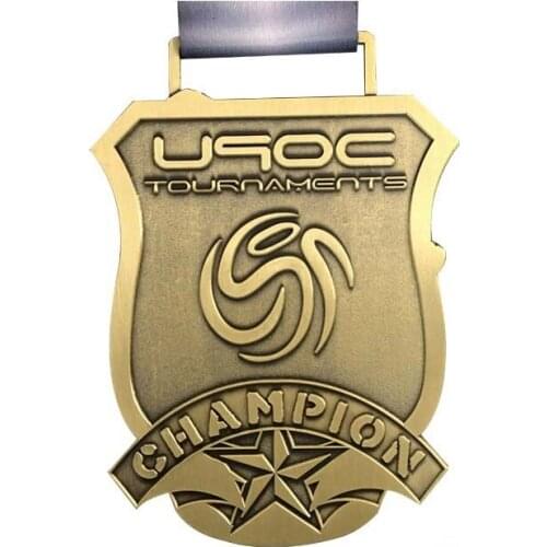 Factory custom antique bronze commemorative medals and ribbon wholesale metal medals