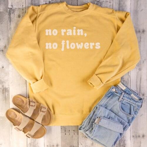 No Rain, No Flowers Spring Autumn Hoodies Vintage Drop Shipping Jumpers Fleece Sweatshirt Women Long Sleeve Hoodie