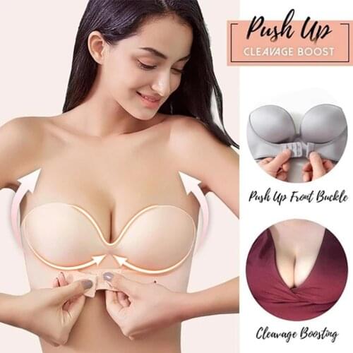 Invisible Bras Women Front Closure Sexy Push Up Bra Underwear Lingerie for Female Brassiere Strapless Seamless Bralette AB Cup