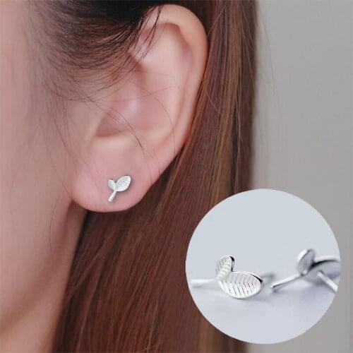 Oly2u Vintage Tiny Leaf Stud Earrings for Women Spring Fashion Plant Earings Christmas Mother Day Gift