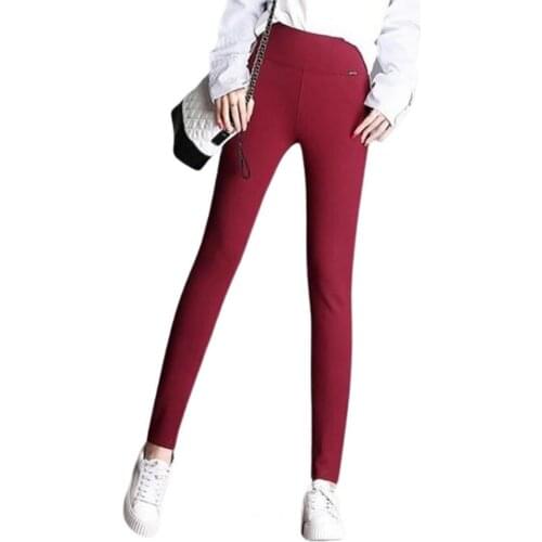 2021 New Plus Size S-4XL Winter Trousers For Women Warm Fleeces Pencil Pants High Waist Stretch Thickening Leggings Casual Pants