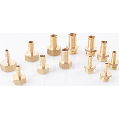 1Pc Brass Barb Tail Air Tube Hose OD 4 6 8 10 12 14 16 19mm-Male Female 1/8 1/4 3/8 1/2 3/4" BSP Connector Coupler Adapter Joint