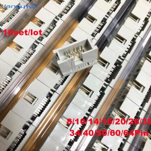 10 Set IDC FC 2.54MM Connector ISP JTAG Ox Horn Plug Gray Color 8/10/14/16/20/26/30/34/40/50/60/64Pin DC3 Pin Header + FC Socket