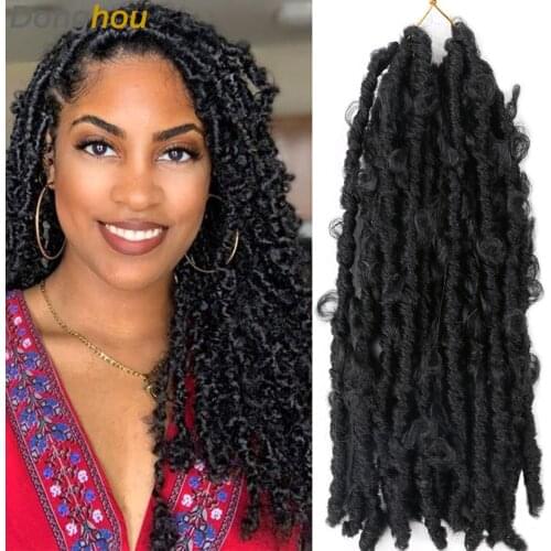 Butterfly Locs Crochet Hair Color 27 1b 30 Burgundy 14 inch Ombre Synthetic Butterfly Distressed Locs Crochet Hair 20 Roots/Pcs