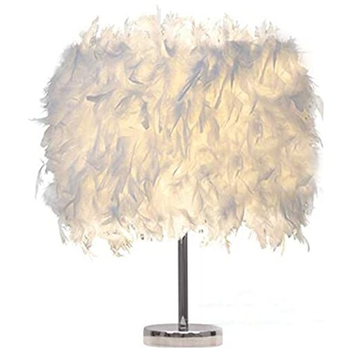 2021 Feather Shade Metal Table Lamp Bedside Desk Night Light Backlight warm Decor for Soft Vintage Bedroom Study Room Modern