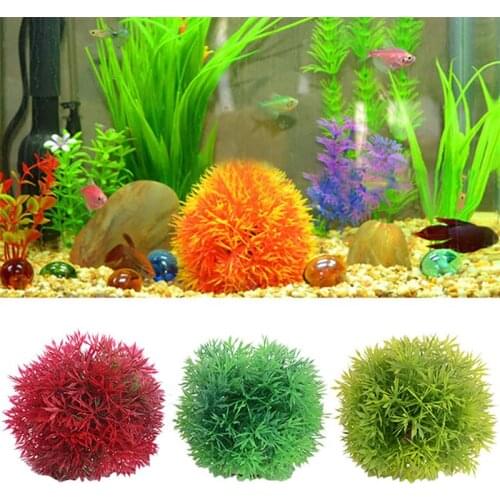 3PCS Fish Tank Decor Plant Lifelike Underwater Grass Ball Plastic Water Grass Water Plant Decoration