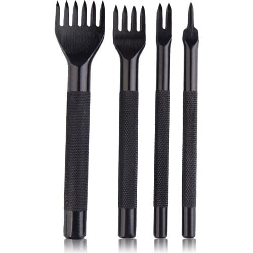 4Pcs Steel Leather Hole Punches Leather Craft Tools 1 2 4 6 Prong Diamond Point Chisel DIY Leathercraft Tools