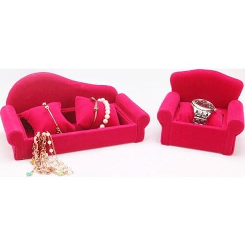 5pcs/lot Creative Velvet Flannel Sofa Shape Jewelry Dispaly Rack Necklace Handchain Bracelet Bangle Watch Jewelry Storage Box