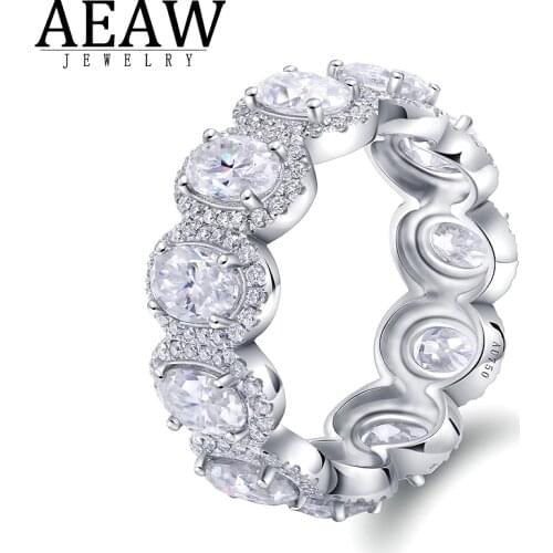 6.4ctw DEF Color Oval Brilliant Cut Moissanite Engagement Band Full Eternity Band Real Solid 14K White Gold Or Silver 925 Gift