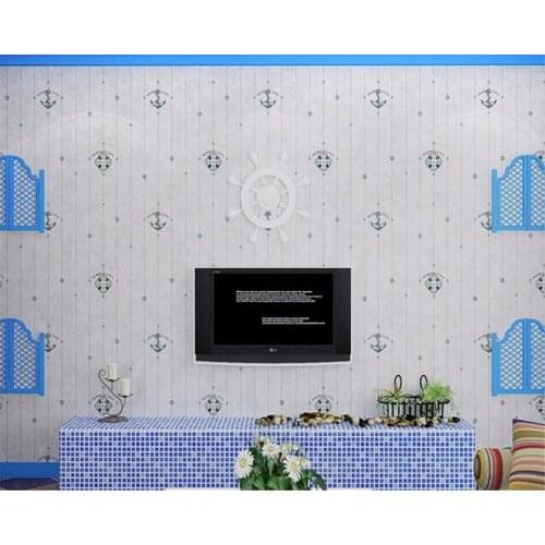 BEIBEHANG Childrens room non-woven wallpaper Mediterranean plain 3D wallpaper background wall paper home decor papel de parede